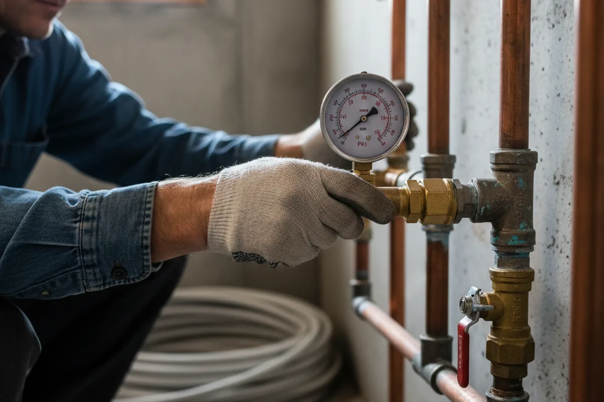 Pressure testing a repaired line during Water Line Repair in Bruce